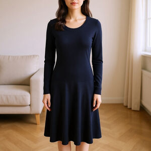 Banana Republic Navy Scoop Neck Long Sleeve Knit Dress M